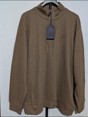 Polo Assn. Men's 1/4 Zip Pullover Sweatshirt Brown 2XL NWT